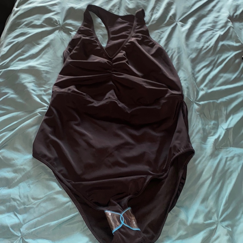 NWOT ASOS blk one piece swimsuit with the back open size 18